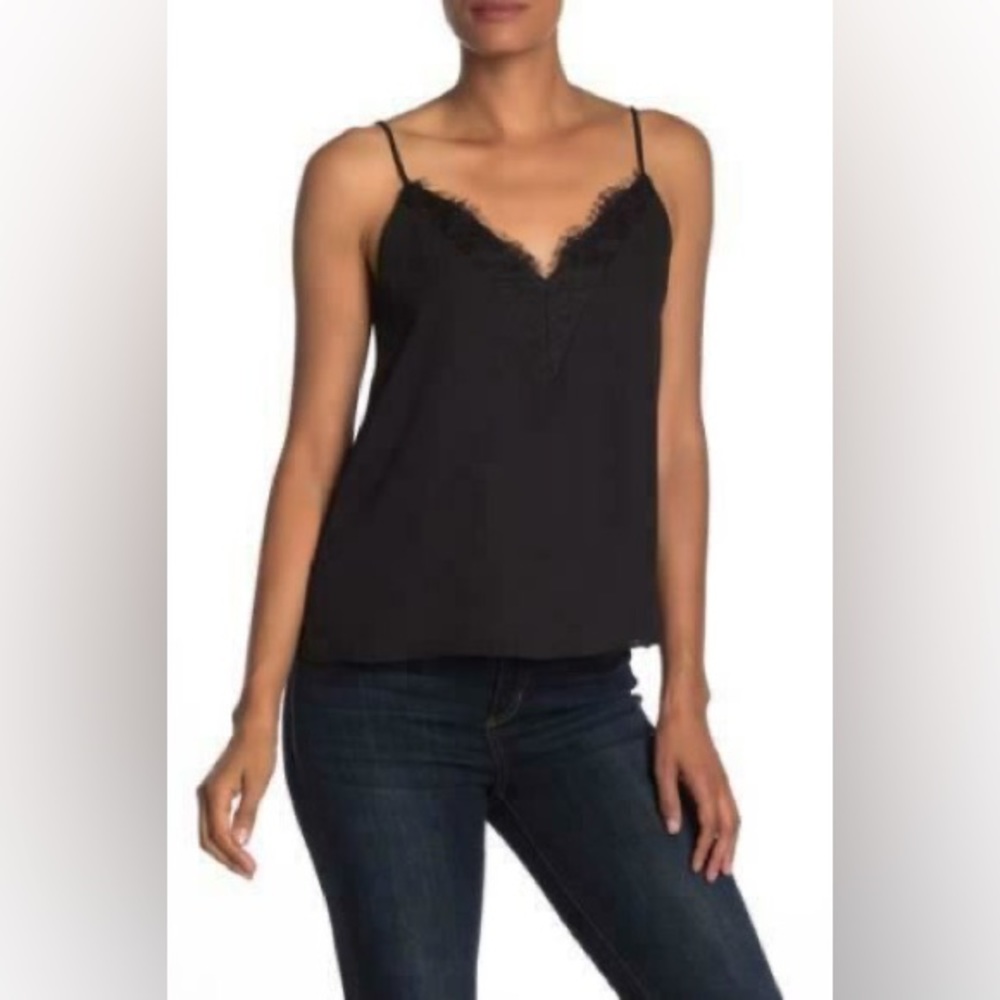 Socialite Black Polka Dot Lace Trim Cami
